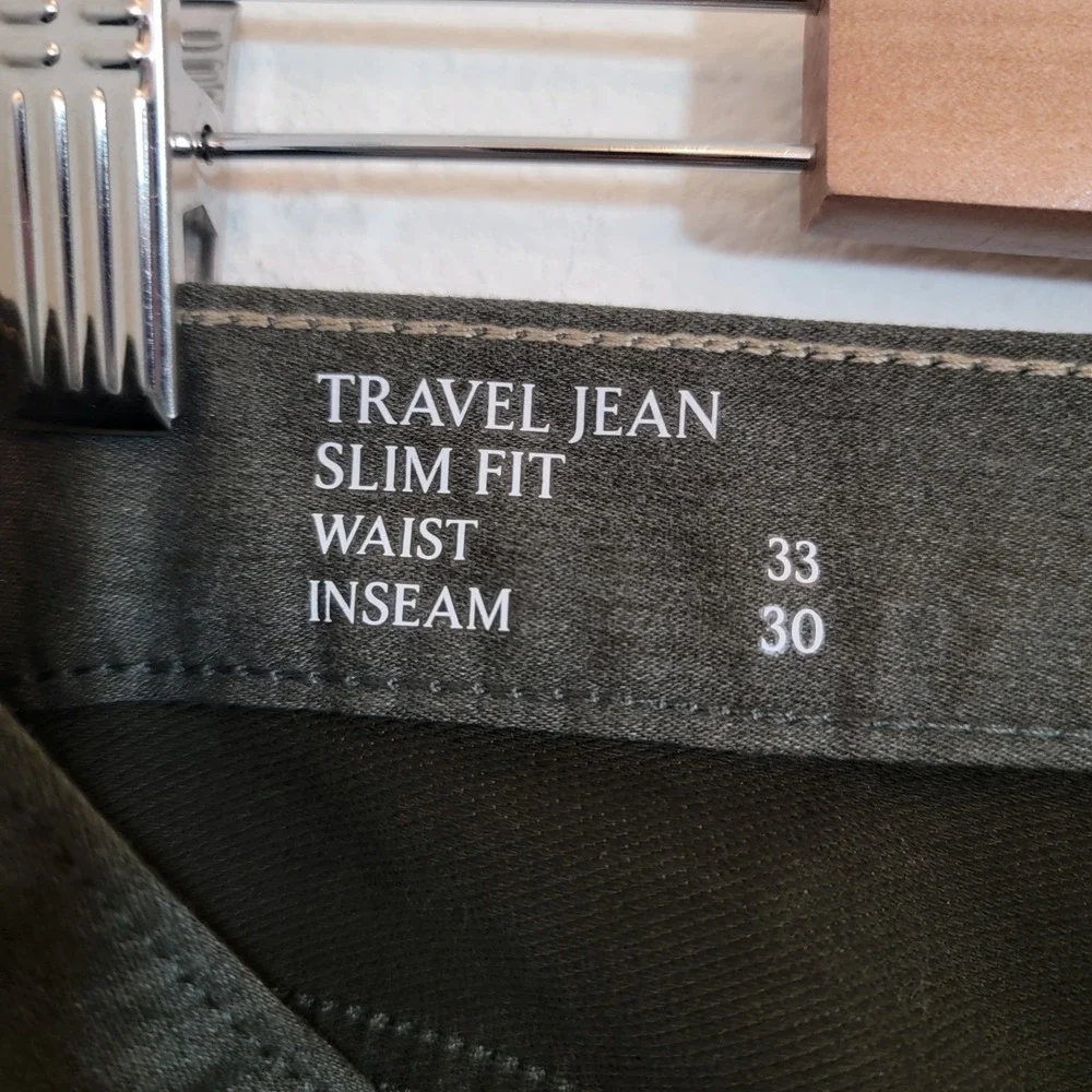 Banana Republic Travel Jean Slim Fit Pant Men 33x30 Green Chino Golf Performance